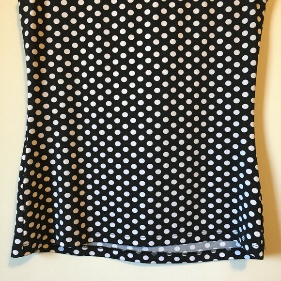 Rockabilly Made in Canada Polka Dot Ruffle and Lace Sleeveless Blouse - Picture 6 of 13
